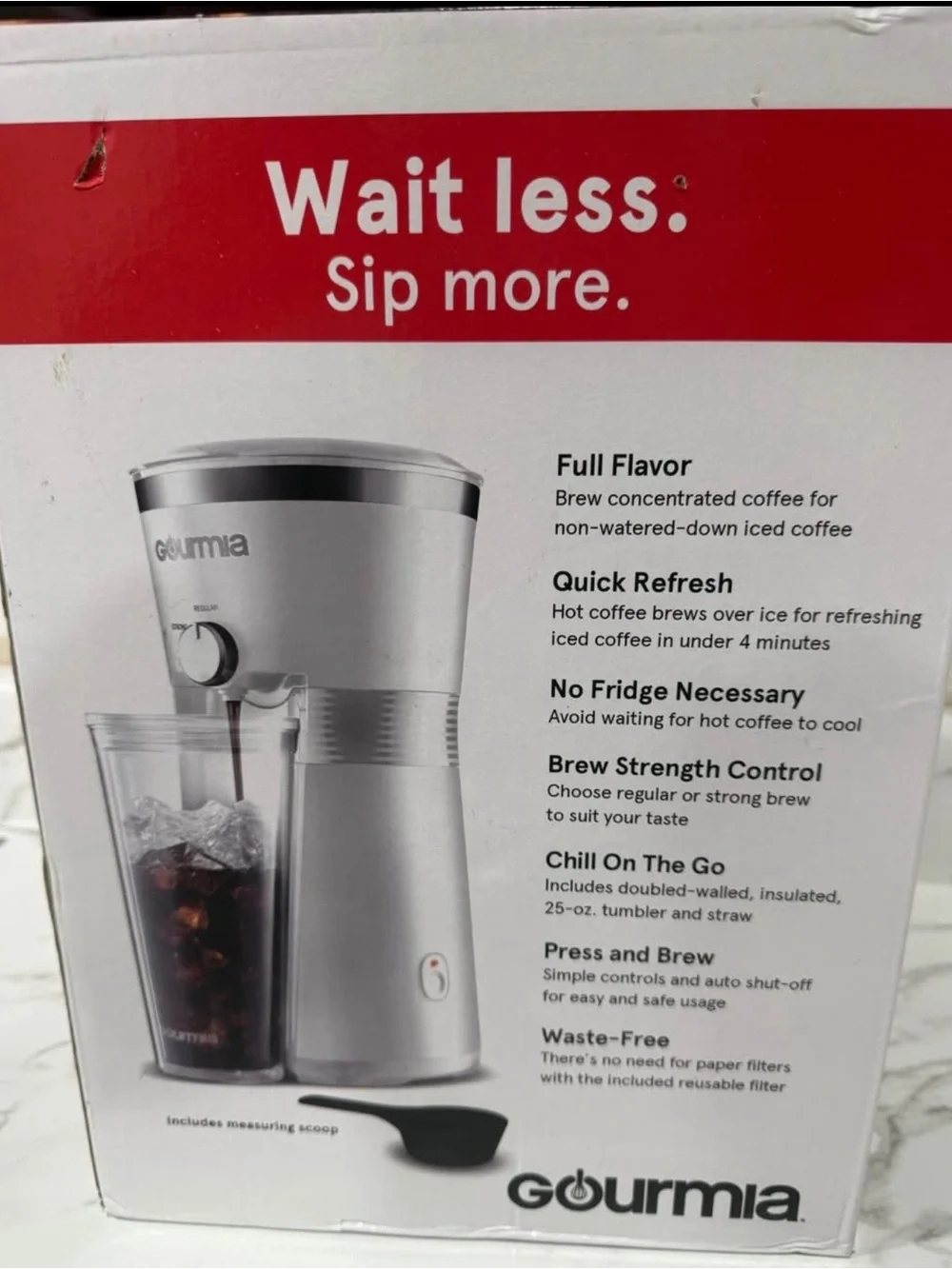 Gourmia Silver Iced Coffee Maker - Quick Iced Coffee at Home